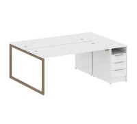 Метал Систем Куатро 4х4 40БО.РС-СТП-2.4 (Белый/Мокко) Рабочая станция на О-образном м/к с опорной тумбой