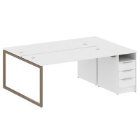 Metal System Quattro 4x4 40БО.РС-СТП-2.4 (Белый/Мокко) Рабочая станция на О-образном м/к с опорной тумбой