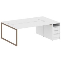 Metal System Quattro 4x4 40БО.РС-СТП-2.5 (Белый/Мокко) Рабочая станция на О-образном м/к с опорной тумбой