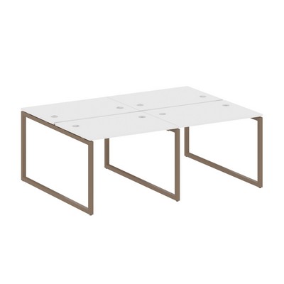 Metal System Quattro 4x4 40БО.СМ-4.1 (Белый/Мокко) Рабочая станция на 4 раб.места на О-образном м/к