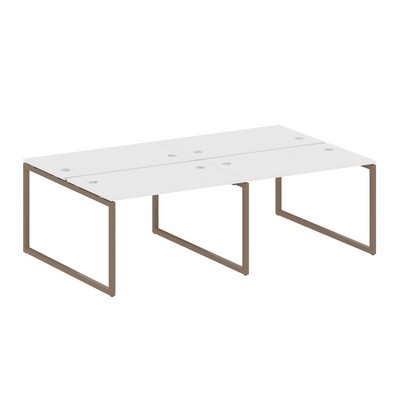 Metal System Quattro 4x4 40БО.СМ-4.2 (Белый/Мокко) Рабочая станция на 4 раб.места на О-образном м/к