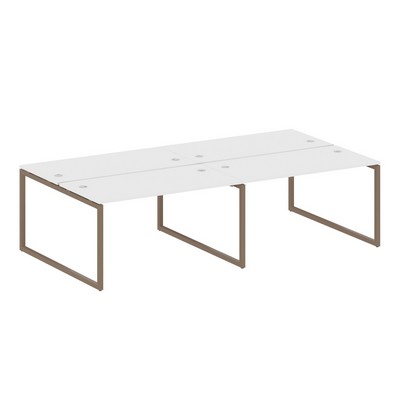 Metal System Quattro 4x4 40БО.СМ-4.3 (Белый/Мокко) Рабочая станция на 4 раб.места на О-образном м/к