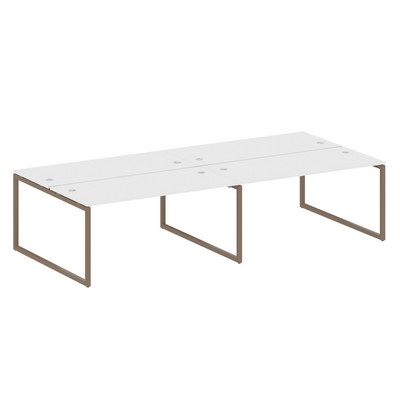 Metal System Quattro 4x4 40БО.СМ-4.4 (Белый/Мокко) Рабочая станция на 4 раб.места на О-образном м/к