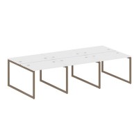 Metal System Quattro 4x4 40БО.СМ-6.1 (Белый/Мокко) Рабочая станция на 6 раб.мест на О-образном м/к