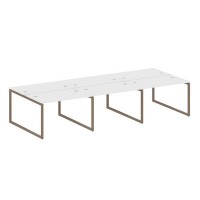 Metal System Quattro 4x4 40БО.СМ-6.2 (Белый/Мокко) Рабочая станция на 6 раб.мест на О-образном м/к