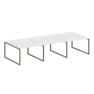 Metal System Quattro 4x4 40БО.СМ-6.2 (Белый/Мокко) Рабочая станция на 6 раб.мест на О-образном м/к