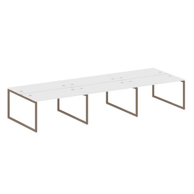 Metal System Quattro 4x4 40БО.СМ-6.3 (Белый/Мокко) Рабочая станция на 6 раб.мест на О-образном м/к