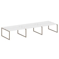 Metal System Quattro 4x4 40БО.СМ-6.4 (Белый/Мокко) Рабочая станция на 6 раб.мест на О-образном м/к