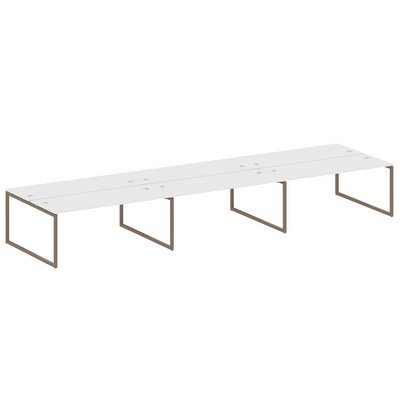 Metal System Quattro 4x4 40БО.СМ-6.5 (Белый/Мокко) Рабочая станция на 6 раб.мест на О-образном м/к