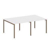 Metal System Quattro 4x4 40БП.ПРГ-2.1 (Белый/Мокко) Переговорный стол, 2 столешницы на П-образном м/к