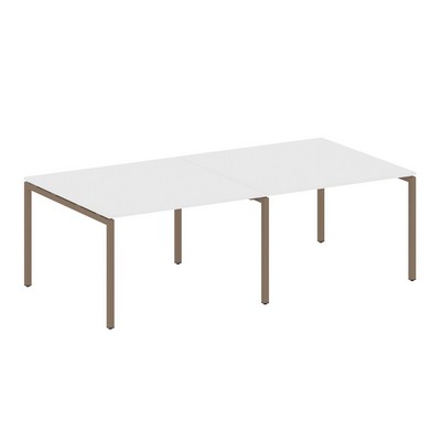 Metal System Quattro 4x4 40БП.ПРГ-2.2 (Белый/Мокко) Переговорный стол, 2 столешницы на П-образном м/к