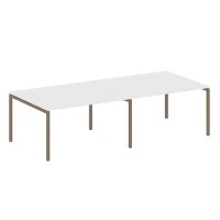 Metal System Quattro 4x4 40БП.ПРГ-2.3 (Белый/Мокко) Переговорный стол, 2 столешницы на П-образном м/к