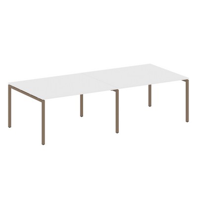 Metal System Quattro 4x4 40БП.ПРГ-2.3 (Белый/Мокко) Переговорный стол, 2 столешницы на П-образном м/к