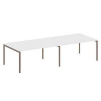 Metal System Quattro 4x4 40БП.ПРГ-2.4 (Белый/Мокко) Переговорный стол, 2 столешницы на П-образном м/к