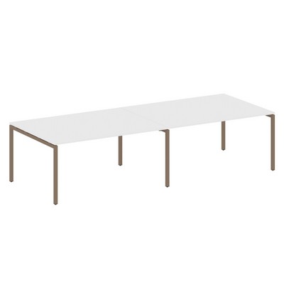 Metal System Quattro 4x4 40БП.ПРГ-2.4 (Белый/Мокко) Переговорный стол, 2 столешницы на П-образном м/к