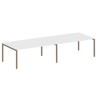 Metal System Quattro 4x4 40БП.ПРГ-2.5 (Белый/Мокко) Переговорный стол, 2 столешницы на П-образном м/к