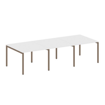 Metal System Quattro 4x4 40БП.ПРГ-3.1 (Белый/Мокко) Переговорный стол, 3 столешницы на П-образном м/к