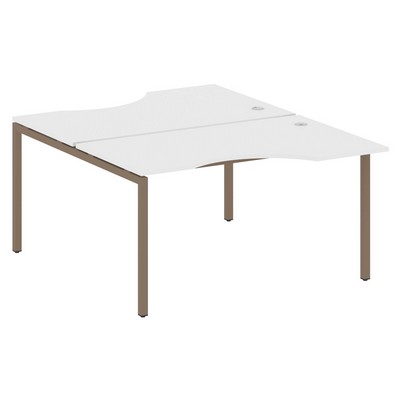 Metal System Quattro 4x4 40БП.РАС-СА-2.2 (Белый/Мокко) Рабочая станция криволинейная на П-образном м/к