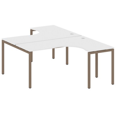 Metal System Quattro 4x4 40БП.РАС-СА-2.4 (Белый/Мокко) Рабочая станция криволинейная на П-образном м/к