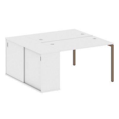 Metal System Quattro 4x4 40БП.РС-СШК-1.2 (Белый/Мокко) Рабочая станция на П-образном м/к с опорным шкафом-купе