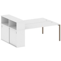 Metal System Quattro 4x4 40БП.РС-СШК-2.5 (Белый/Мокко) Рабочая станция на П-образном м/к с опорным шкафом-купе