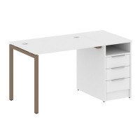 Metal System Quattro 4x4 40БП.РС-СТП -1.1 (Белый/Мокко) Рабочая станция на П-образном м/к с опорной тумбой