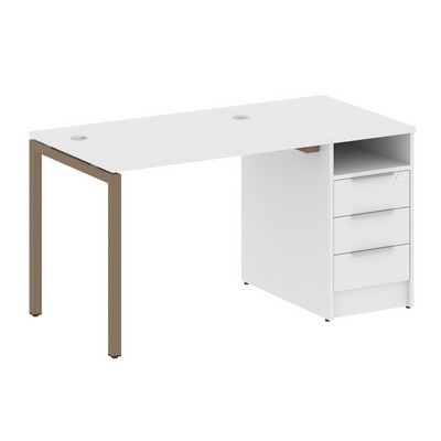 Metal System Quattro 4x4 40БП.РС-СТП -1.1 (Белый/Мокко) Рабочая станция на П-образном м/к с опорной тумбой