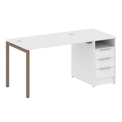 Metal System Quattro 4x4 40БП.РС-СТП -1.2 (Белый/Мокко) Рабочая станция на П-образном м/к с опорной тумбой