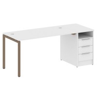 Metal System Quattro 4x4 40БП.РС-СТП -1.3 (Белый/Мокко) Рабочая станция на П-образном м/к с опорной тумбой