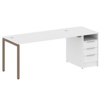 Metal System Quattro 4x4 40БП.РС-СТП -1.4 (Белый/Мокко) Рабочая станция на П-образном м/к с опорной тумбой