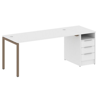 Metal System Quattro 4x4 40БП.РС-СТП -1.4 (Белый/Мокко) Рабочая станция на П-образном м/к с опорной тумбой