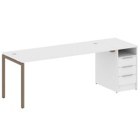 Metal System Quattro 4x4 40БП.РС-СТП -1.5 (Белый/Мокко) Рабочая станция на П-образном м/к с опорной тумбой