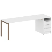 40БП.РС-СТП -1.5 (Белый/Мокко) Рабочая станция на П-образном м/к с опорной тумбой