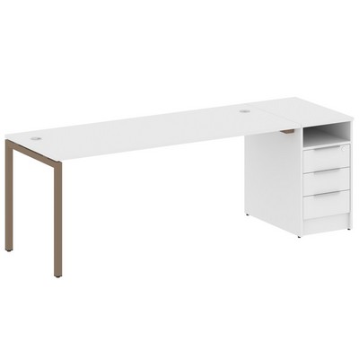 Metal System Quattro 4x4 40БП.РС-СТП -1.5 (Белый/Мокко) Рабочая станция на П-образном м/к с опорной тумбой