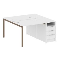 Metal System Quattro 4x4 40БП.РС-СТП-2.1 (Белый/Мокко) Рабочая станция на П-образном м/к с опорной тумбой