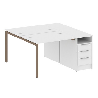 Metal System Quattro 4x4 40БП.РС-СТП-2.1 (Белый/Мокко) Рабочая станция на П-образном м/к с опорной тумбой