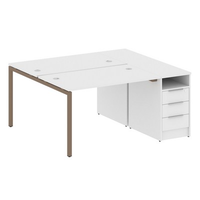 Metal System Quattro 4x4 40БП.РС-СТП-2.2 (Белый/Мокко) Рабочая станция на П-образном м/к с опорной тумбой