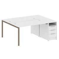 Metal System Quattro 4x4 40БП.РС-СТП-2.3 (Белый/Мокко) Рабочая станция на П-образном м/к с опорной тумбой