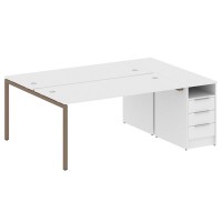 Metal System Quattro 4x4 40БП.РС-СТП-2.4 (Белый/Мокко) Рабочая станция на П-образном м/к с опорной тумбой