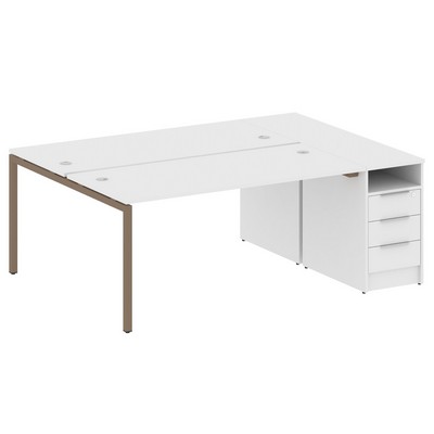 Metal System Quattro 4x4 40БП.РС-СТП-2.4 (Белый/Мокко) Рабочая станция на П-образном м/к с опорной тумбой