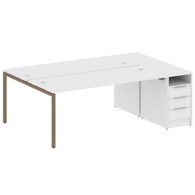 Metal System Quattro 4x4 40БП.РС-СТП-2.5 (Белый/Мокко) Рабочая станция на П-образном м/к с опорной тумбой