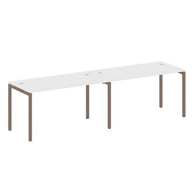 Metal System Quattro 4x4 40БП.СМ-2.3 (Белый/Мокко) Рабочая станция на 2 раб.места на П-образном м/к