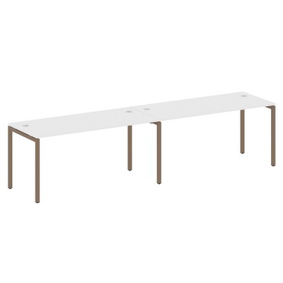 Metal System Quattro 4x4 40БП.СМ-2.4 (Белый/Мокко) Рабочая станция на 2 раб.места на П-образном м/к