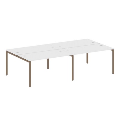 Metal System Quattro 4x4 40БП.СМ-4.3 (Белый/Мокко) Рабочая станция на 4 раб.места на П-образном м/к