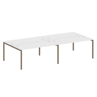 Metal System Quattro 4x4 40БП.СМ-4.4 (Белый/Мокко) Рабочая станция на 4 раб.места на П-образном м/к