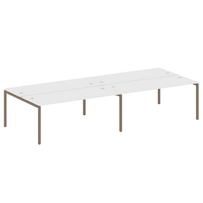 Metal System Quattro 4x4 40БП.СМ-4.5 (Белый/Мокко) Рабочая станция на 4 раб.места на П-образном м/к