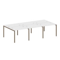 Metal System Quattro 4x4 40БП.СМ-6.1 (Белый/Мокко) Рабочая станция на 6 раб.мест на П-образном м/к