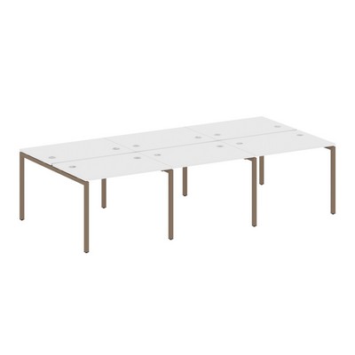 Metal System Quattro 4x4 40БП.СМ-6.1 (Белый/Мокко) Рабочая станция на 6 раб.мест на П-образном м/к