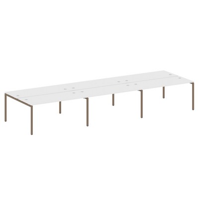 Metal System Quattro 4x4 40БП.СМ-6.4 (Белый/Мокко) Рабочая станция на 6 раб.мест на П-образном м/к