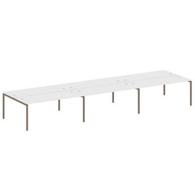 Metal System Quattro 4x4 40БП.СМ-6.5 (Белый/Мокко) Рабочая станция на 6 раб.мест на П-образном м/к